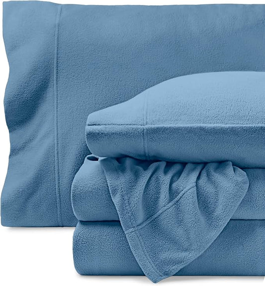 Bare Home Super Soft Fleece Sheet Set - Twin Size - Extra Plush Polar Fleece, No-Pilling Bed Sheets - All Season Cozy Warmth (Twin, Coronet Blue)