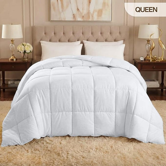 Utopia Bedding Comforter Duvet Insert, Quilted Comforter with Corner Tabs, Box Stitched Down Alternative Comforters Queen Size (White, Pack of 2)