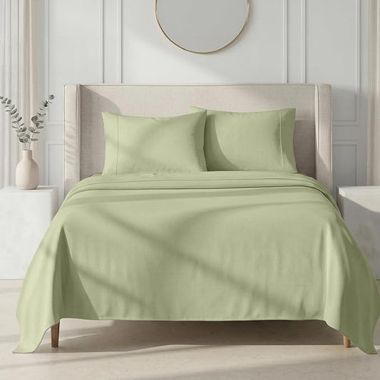 California Design Den Thick and Natural 100% Cotton Bed Sheets King Size Set - 1000 Thread Count Sateen Sheet & Pillowcase Sets, Deep Pockets, Durable Bedding - Sage Green