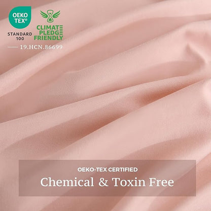 JSD Dusty Pink Duvet Cover Set Queen Size, 3 Piece Duvet Cover with Pillow Shams, Soft Brushed Microfiber Zipper Closure, Comforter Not Included