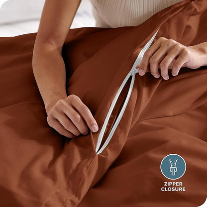 Bare Home Bedding Duvet Cover California King Size - Premium 1800 Super Soft Collection - Lightweight, Cooling - Soft Breathable Bedding Duvet Cover (Cal King, Terracotta)
