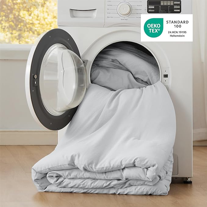 Bedsure King Comforter Set, Light Grey Soft Prewashed Bedding for All Seasons, 3 Pieces GentleSoft™ Bed Set, 1 Lightweight Comforter (104"x90") and 2 Pillowcases (20"x36")