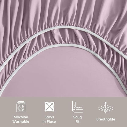 Nestl Split King Sheet Set - 1800 Ultra-Soft Microfiber Bed Sheets - Double Brushed - Deep Pockets - Easy Fit - 5 Piece Set - Bed Sheets & Pillowcases (Split King, Dusty Purple)