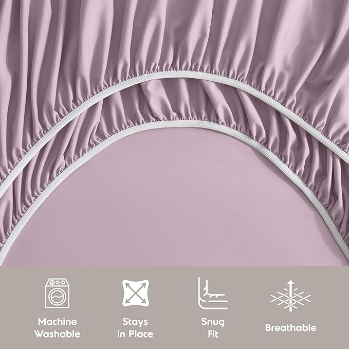 Nestl Full XL Sheet Set - Luxury 1800 Ultra-Soft Microfiber Full Extra Long Bed Sheets - Double Brushed - Deep Pockets - Easy Fit - 4 Piece Set - Bedding Sheets & Pillowcases (Full XL, Dusty Purple)