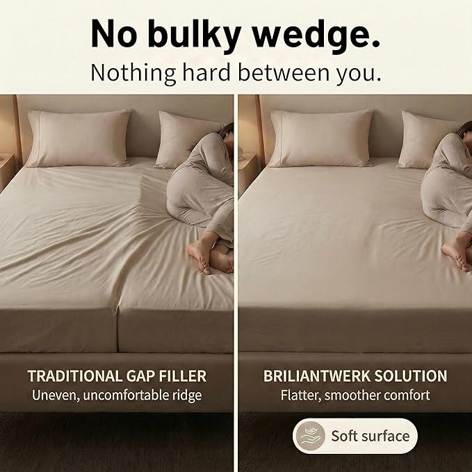 Twin to King Bed Converter | No Slipping | Innovative Solution as Bed Bridge for Couples & Families | Split King Gap Filler for Adjustable Bed, Installed in < 5 Min