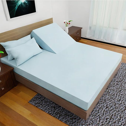 Top Split King Sheets Sets for Adjustable Bed, 4 Pcs Deep Pockets Double Brushed Microfiber Sheets, 34 Inch Split Top Fitted Sheet, 1 King Flat Sheet and 2 Pillowcases - Aqua