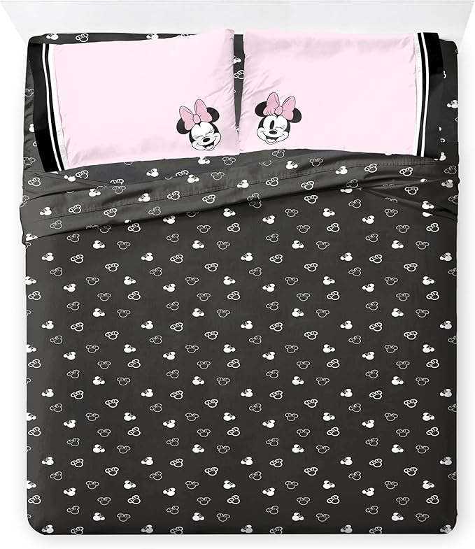 Jay Franco Kids Comforter Set Includes Sheets and Pillow Covers - Soft and Cozy Bed Set for Stylish Room Decor, Official Licensed Bedding, Multi - Minnie Mouse, 7 Piece King