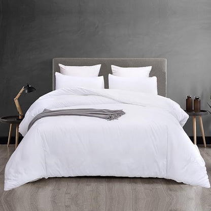KAREVER White Comforter Set King Bedding Set Women Soft Bed Comforter Set Breathable Blanket Men True White Lightweight Quilts Set King Size