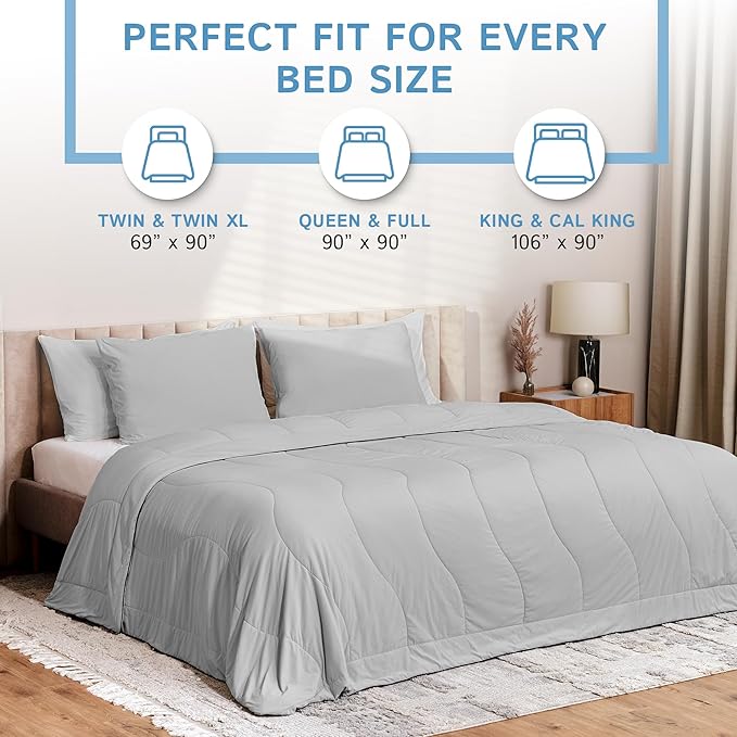 Four Seasons Essentials Cooling Comforter - Twin Size 69" x 90" - Gray