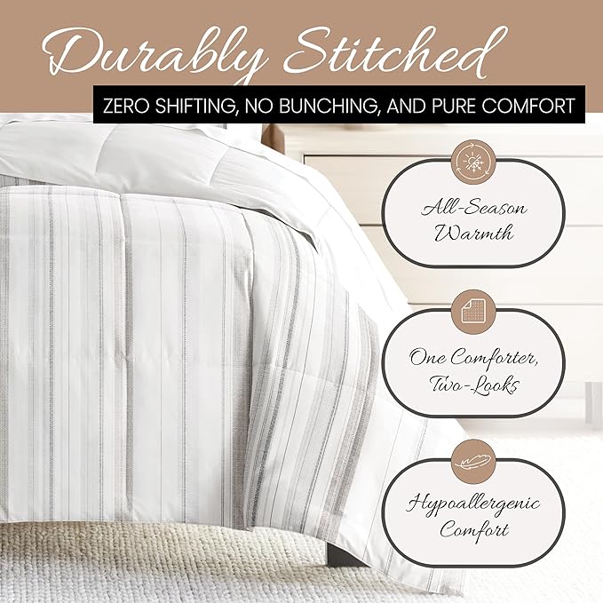 Linen Market Reversible King Size Comforter Set (3 Piece) - Bring Luxury Home with Our Soft and Lightweight Down Alternative Comforter King Set - This Includes Your King Comforter and 2 Pillow Shams
