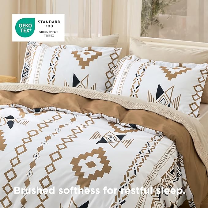 Bedsure Duvet Cover King Size - Modern Boho Geometry Floral Duvet Cover Set with Zipper Closure, 3 Pieces Hazel Bedding Set with 8 Corner Ties and 2 Pillowcases 20"x36"
