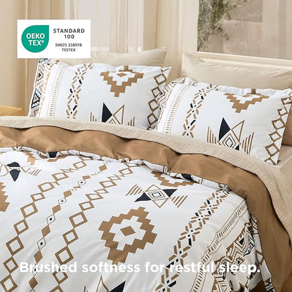 Bedsure Duvet Cover King Size - Modern Boho Geometry Floral Duvet Cover Set with Zipper Closure, 3 Pieces Hazel Bedding Set with 8 Corner Ties and 2 Pillowcases 20"x36"