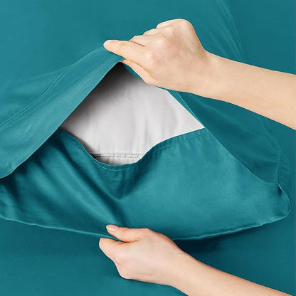 Bedsure Cooling Sheets Twin, Rayon Derived from Bamboo, PureWoven, Breathable & Soft Twin Sheets Set, Deep Pocket Up to 16 Inches, Hotel Luxury Silky Bedding for Hot Sleepers, Turquoise