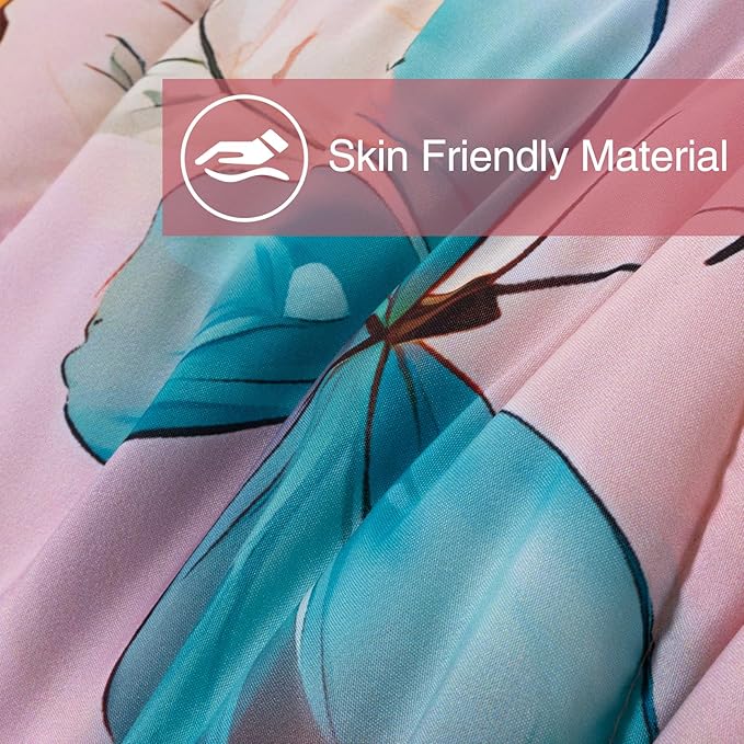 A Nice Night Full 6pcs Bed in A Bag Pink and Blue 3D Various Butterfly Printed, Butterflies Flying in Flower Design Bedding Full Comforter Set, for Girls Kids Teens