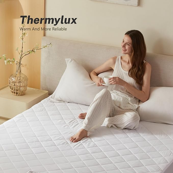 Electric Mattress Pad King Size Quilted Wave 10 Heat Settings & Dual Control with 12 Hour Auto Off, Deep Pocket Fits up to 15", Microfiber Bed Warmer, ETL Certified Machine Washable, 78"x80"