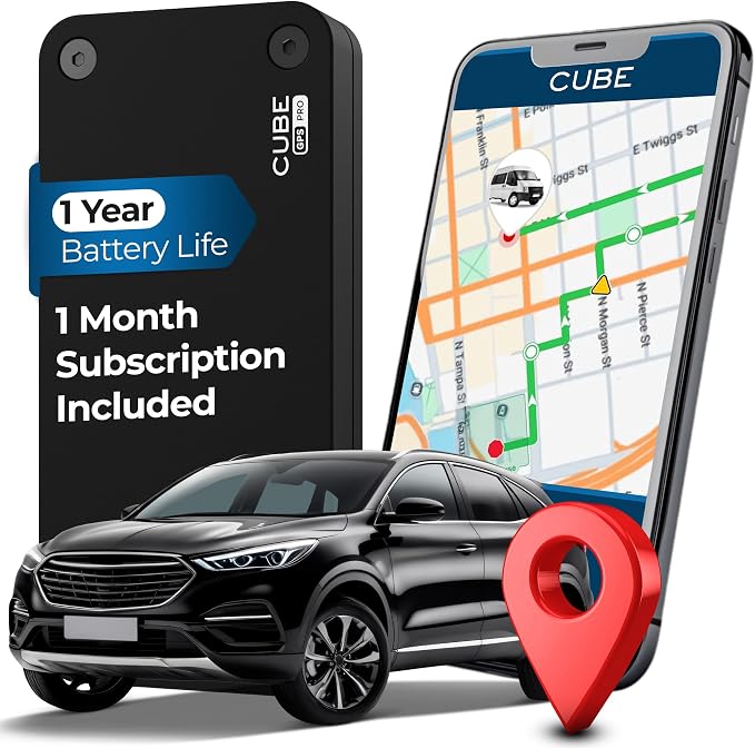 Cube Pro Real-Time GPS Tracker for Cars & Trucks w/ 4G LTE & 1 Year Battery | IP67 Waterproof Hidden Magnetic Tracking Device for Cars, Fleets, Trailers - Pinpoint Accuracy w/ Smart Alerts & Geo-Fencing