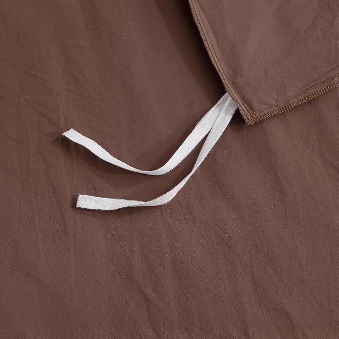 NEXHOME PRO Cal King Duvet Cover Set, 100% Certified Organic Cotton with Washed Feel & Linen-Like Texture, Comfortable & Breathable, Home Bedding Set Dark Brown (No Comforter)