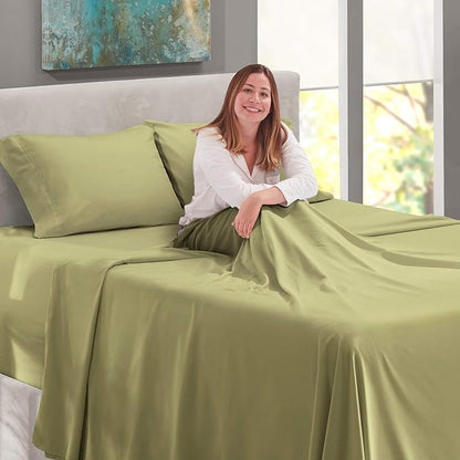 Nestl King Size Sheet Set, 4 Piece Extra Deep Pocket (18-24 inches), Microfiber, Hotel Luxury, Soft, Breathable, Wrinkle-Free, Easy to Care, Sage Green