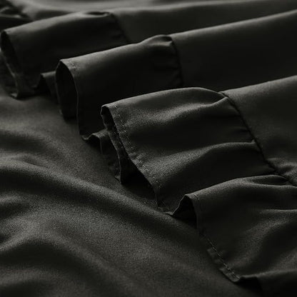 KKJIAF Ruffle Pillow Cases Queen Size Set of 2, Ruffled Pillow Covers with Envelope Closure, Wrinkle Resistant Pillowcases 20" x 30", Ruffled Pillow Shams, Black