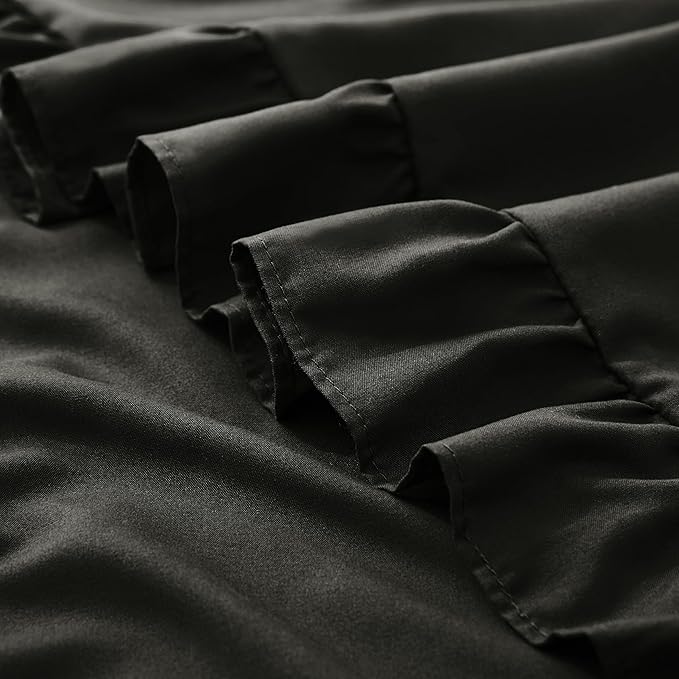 KKJIAF Ruffle Pillow Cases Standard Size Set of 2, Ruffled Pillow Covers with Envelope Closure, Wrinkle Resistant Pillowcases 20" x 26", Ruffled Pillow Shams, Black