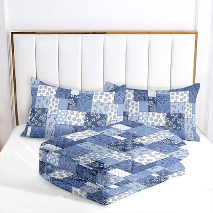 HighBuy Vintage Jacquard Comforter Sets Full Size Dark Blue Geometric Medallion Bedding Sets 3 PC Modern Comforters Fluffy with 2 Pillowcases for Full Bed Chic Fluffy Hotel Comforter Set