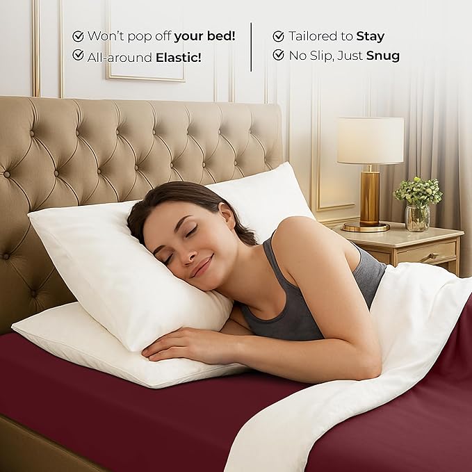 Utopia Bedding Queen Fitted Sheet - Bottom Sheet - Deep Pocket - Soft Microfiber - Shrinkage and Fade Resistant - Easy Care -1 Fitted Sheet Only (Red Burgundy)