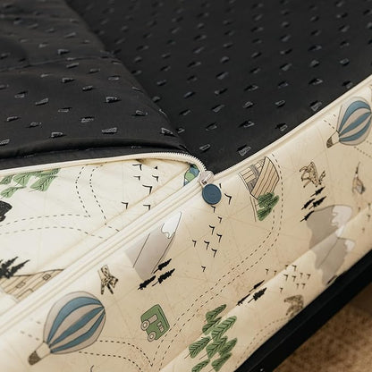 Beddy's Adventure & Wildlife Theme Durable Zipper Bedding for Kids, Bed in a Bag, Cream Comforter & Charcoal Sheets with Outdoor Explorer Design, Includes Pillowcase & Pillow Sham, Easy to Make & Wash