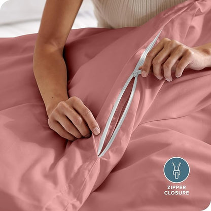 Bare Home Bedding Duvet Cover Queen Size - Premium 1800 Super Soft Collection - Lightweight, Cooling - Soft Breathable Bedding Duvet Cover (Queen, Dusty Rose)