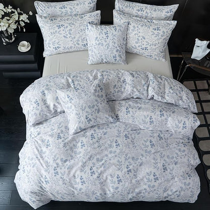 Floral Comforter Set Twin 2 Pieces Soft Bedding Comforter Set Garden Style Chic Blue Floral Print Botanical Flower Comforter for All Seasons 1 Comforter and 1 Pillowcases