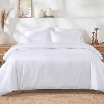California Design Den 3 Pc Oversized King Duvet Cover Set - Winner Good Housekeeping Best Bedding Awards 2025, 400 Thread Count Sateen, 100% Cotton Duvet Cover Set, Button Closure, Corner Ties - White