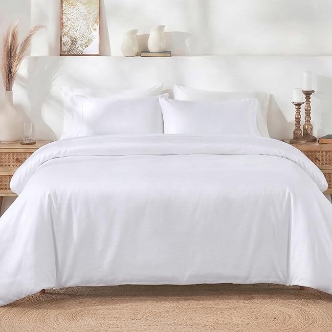 California Design Den 2 Pc Twin XL/Twin Duvet Cover Set - Winner Good Housekeeping Best Bedding Awards 2025, 400 Thread Count Sateen, 100% Cotton Duvet Covers, Button Closure, Corner Ties - White