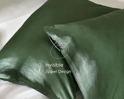 Yanibest Satin Pillowcase, Silk Pillow Cases for Hair and Skin with Zipper, Queen Pillow Cases Set of 2 for 20"x30", Exquisite Packaging for Women Men