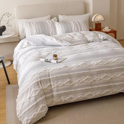 Houseri Tufted Black Comforter Set King Jacquard Bedding Shabby Chic Farmhouse Bed Sets King