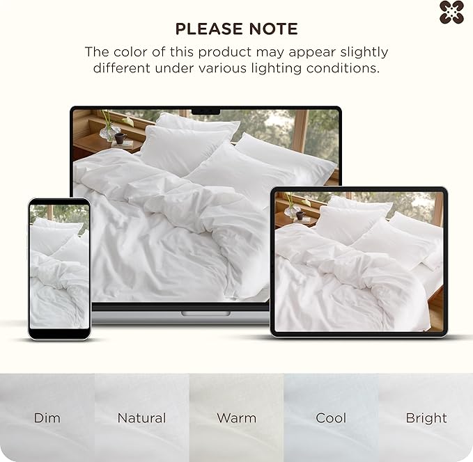 Bedsure Cotton Duvet Cover King - Luxury Slub Weave 100% Cotton Duvet Cover Set, PureWoven Bedding Set with a Linen Like Textured, Easy Change, Bright White, 104" x 90"
