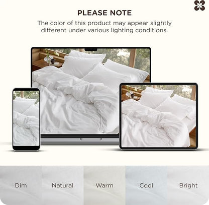 Bedsure Cotton Duvet Cover King - Luxury Slub Weave 100% Cotton Duvet Cover Set, PureWoven Bedding Set with a Linen Like Textured, Easy Change, Bright White, 104" x 90"
