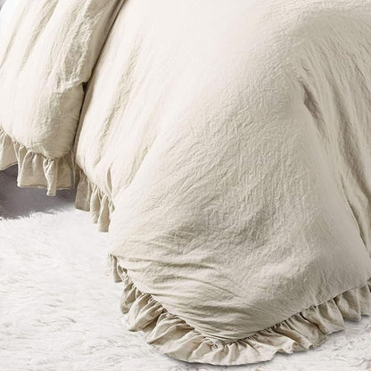 Lush Decor Reyna Ruffle Comforter Set, Full/Queen, Wheat, 3 Piece Cozy Bedding Set