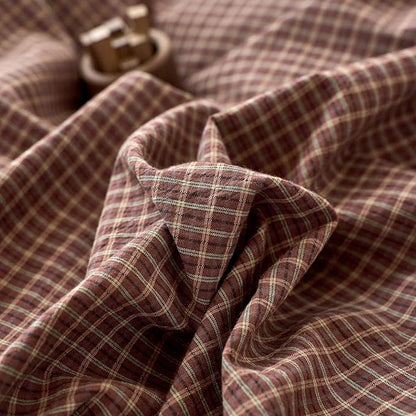 Gingham Full Size Bed Duvet Cover Brown Washed Cotton Comforter Cover Full Plaid Checkered Boho Zipper Duvet Cover Set with Corner Ties Farmhouse Dorm Bedding Set Caramel Duvet Protector
