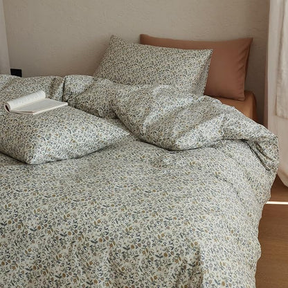 Floral Queen Size Bed Comforter Set Lightweight Girls Bedding Set Down Alternative Boho Cotton Cozy Bedding Comforter Sets Cute Fluffy Soft All Season Bed Comforter with 2 Pillowcases