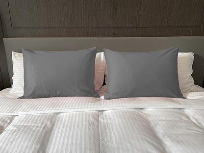 iMaylex Soft 100% Egyptian Cotton Zipper Pillow Case, Cozy and Lightweight Pillowcase, Set of 2, Dark Grey, King, 20" x 36"