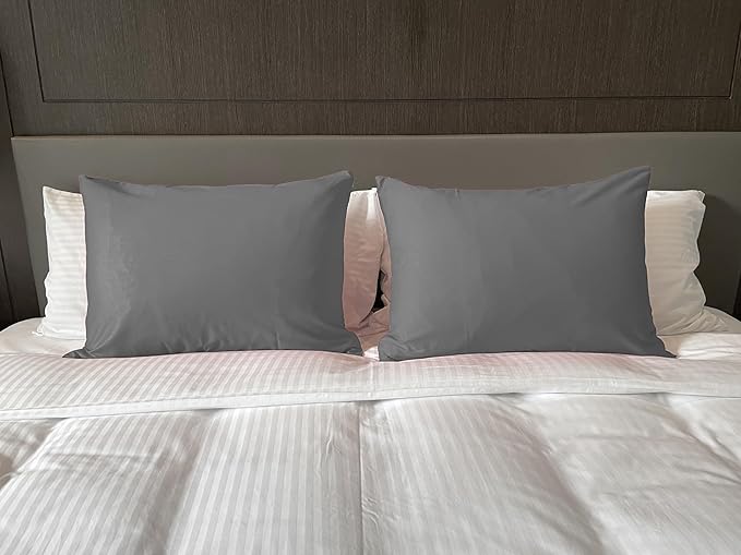 iMaylex Soft 100% Egyption Cotton Zipper Pillow Case, Cozy and Lightweight Pillowcase, Set of 2, Grey, Standard, 20" x 26"
