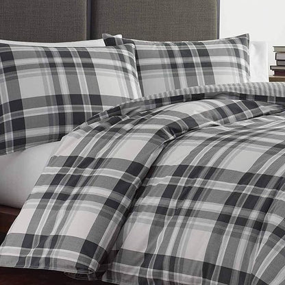 Eddie Bauer - Twin Comforter Set, Reversible Cotton Bedding with Matching Sham, Medium-Weight for Year Round Use, Dorm Essentials (Coal Creek Grey)
