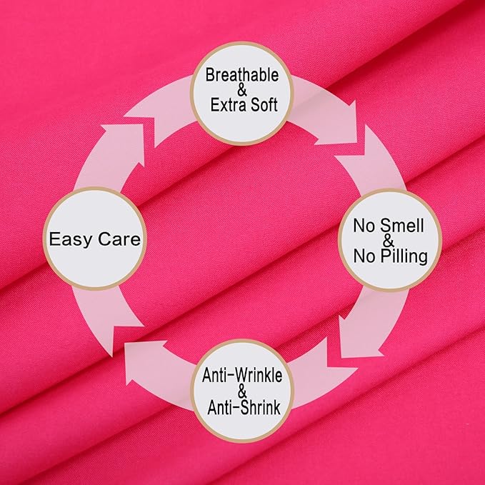 4 Piece Bed Sheet Set (Queen,Hot Pink) 1 Flat Sheet,1 Fitted Sheet and 2 Pillow Cases,Brushed Microfiber Luxury Bedding with Deep Pockets