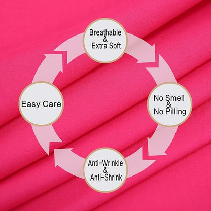 4 Piece Bed Sheet Set (Queen,Hot Pink) 1 Flat Sheet,1 Fitted Sheet and 2 Pillow Cases,Brushed Microfiber Luxury Bedding with Deep Pockets