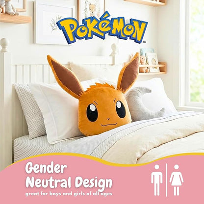 Franco Pokemon Eevee Kids Plush Pillow, Soft Decorative Throw Cushion for Bedroom Décor & Gifts, 20 Inch, (Officially Licensed Product)