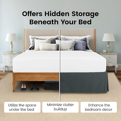 Utopia Bedding Queen Bed Skirt - Soft Quadruple Pleated Ruffle - Easy Fit with 16 Inch Tailored Drop - Hotel Quality, Shrinkage and Fade Resistant (Queen, Grey)