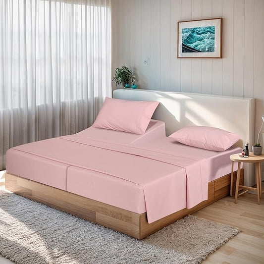 RUVANTI 100% Organic Cotton Sheets Split King, Percale Weave, GOTS Certified, 5-Piece Set, Deep Pocket 15", Crisp & Breathable, Soft Durable Bedding, Sábanas Algodón Orgánico – Peach Skin