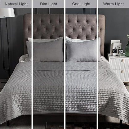 King Quilt Set – 104"x90" Soft Washed 3-Layer Lightweight Bedspread with Multi-Lock Quilting, Minimalist Nordic Bedding, All-Season Quilt for Spring, Summer & Fall (1 Quilt + 2 Pillow Shams), Grey