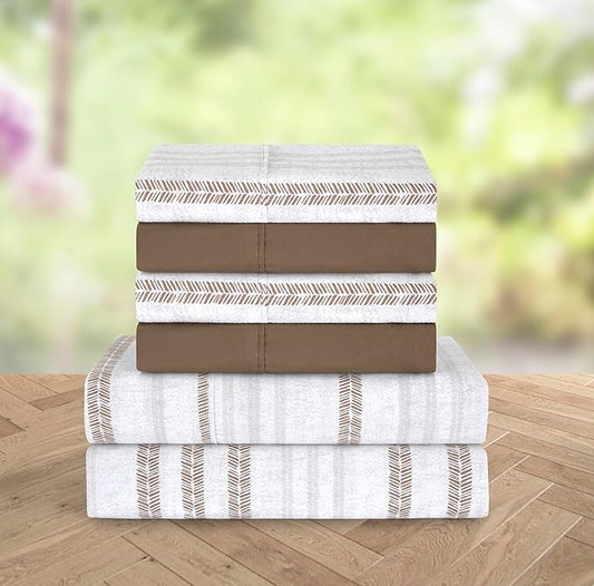 Elegant Comfort Softest and Coziest 6-Piece Sheet Set - 1500 Premium Hotel Quality Microfiber - Deep Pocket, Wrinkle Resistant 6-Piece Floral Bed Sheet Set, Full, Traci Linen