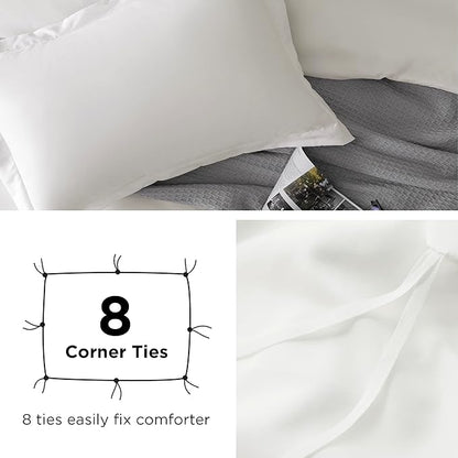 Bedsure Duvet Cover Twin/Twin XL Size - Soft Double Brushed Bedding Set for Kids & Adults, Zipper Closure, 2 Pieces, Includes 1 Duvet Cover (68"x90") & 1 Pillow Sham, NO Comforter, Cream White