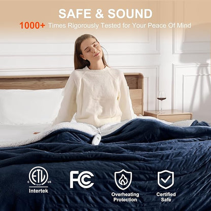 Electric Blanket Queen Size Heated Blanket 90''X84'' - Fleece Heating Blankets Washable with 5 Heating Level & 10 Hour Auto Off Dual Zone Control Heated Blankets for Winter, Great Gift Ideas